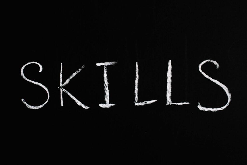 graphic showing the word "Skills"